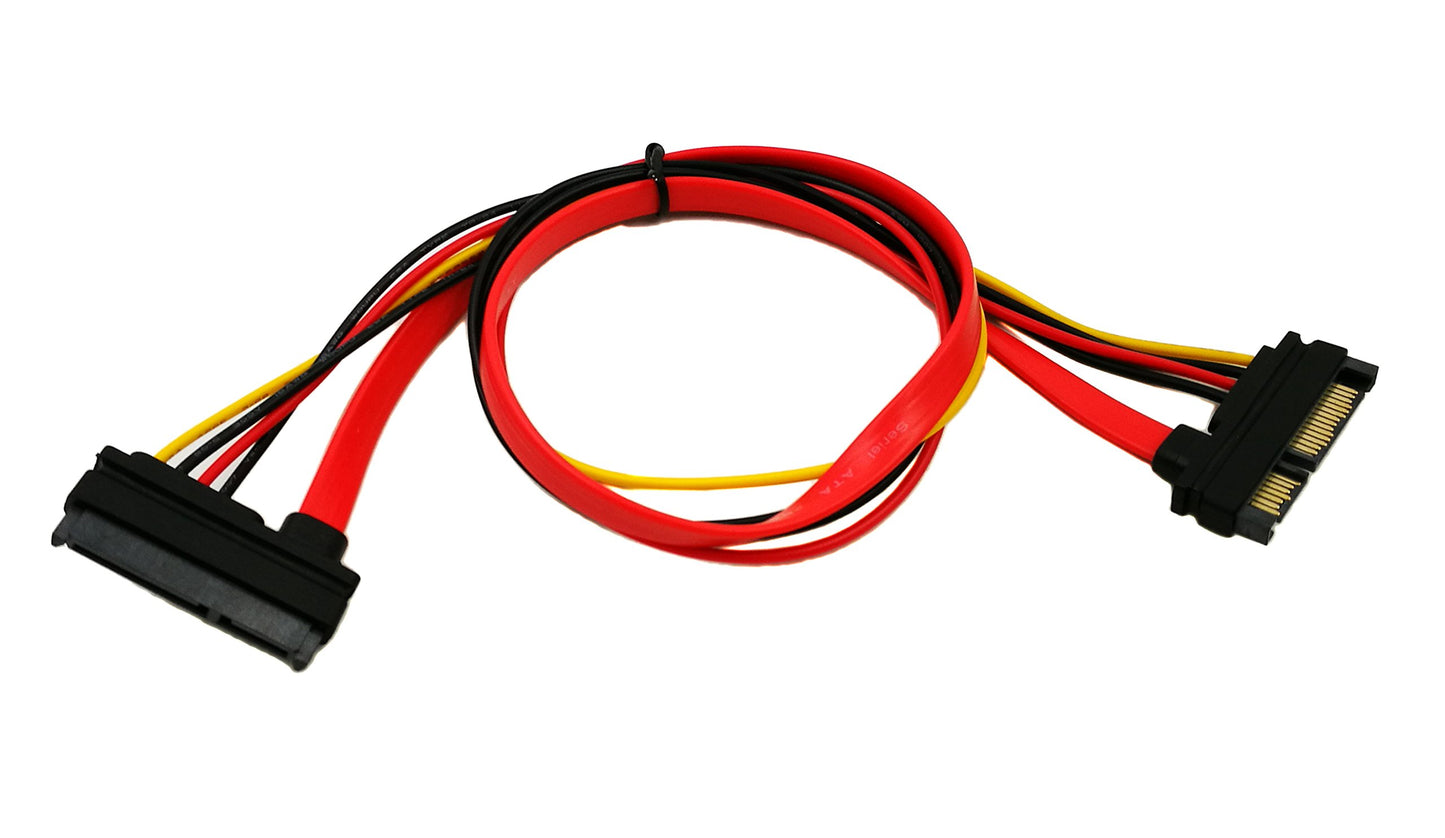 zdyCGTime 22-pin (7+15) Sata Male to Female Data and Power Combo Extension Cable - Slimline Sata Extension Cable M/f - 20inch (50cm)