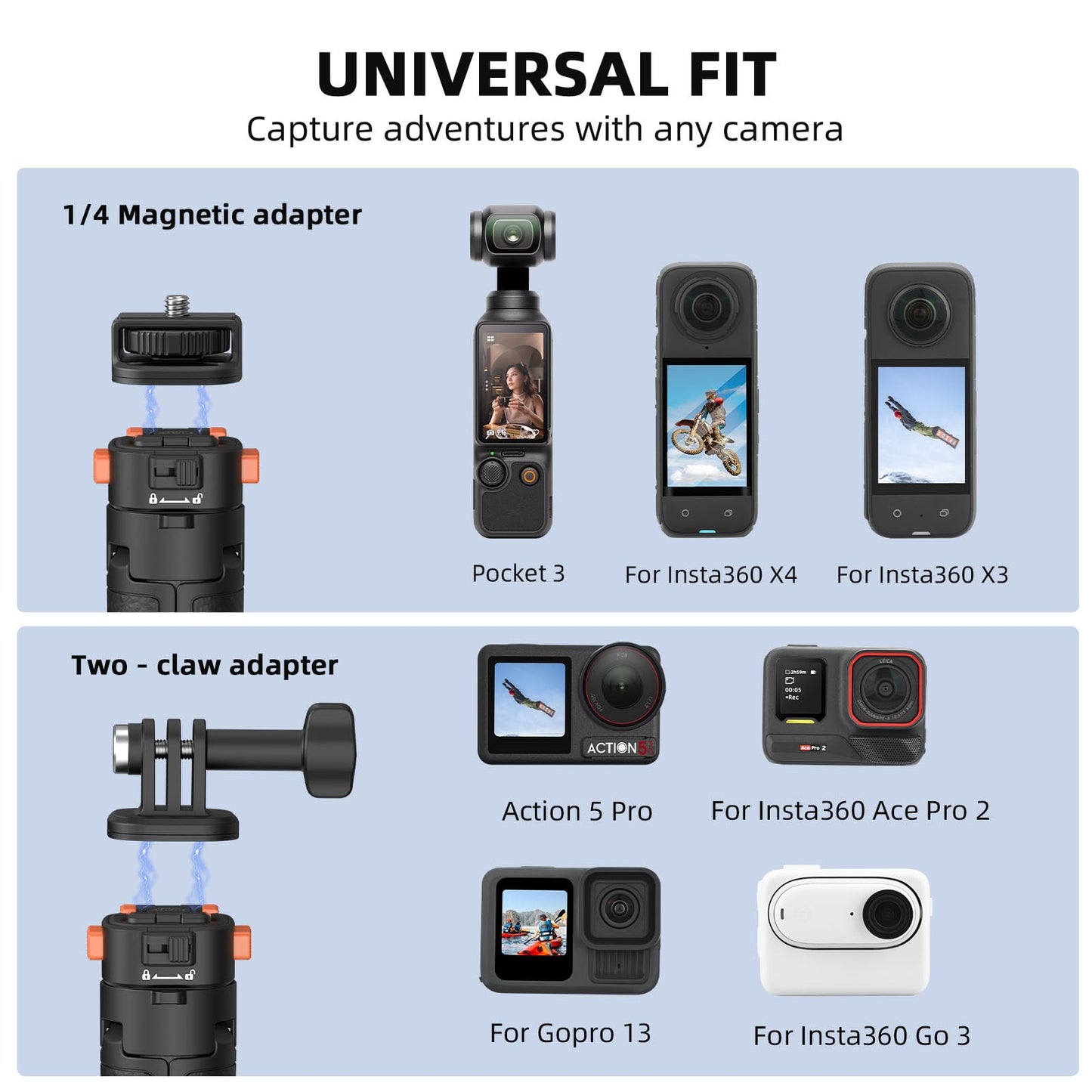 64in Pocket 3 Selfie Stick Tripod for GoPro Camera, Xtra Muse Extendable Stand Quick Release 1/4'' Screw Vlog for DJI Osmo Pocket 3 Action 6 5 Pro 4
