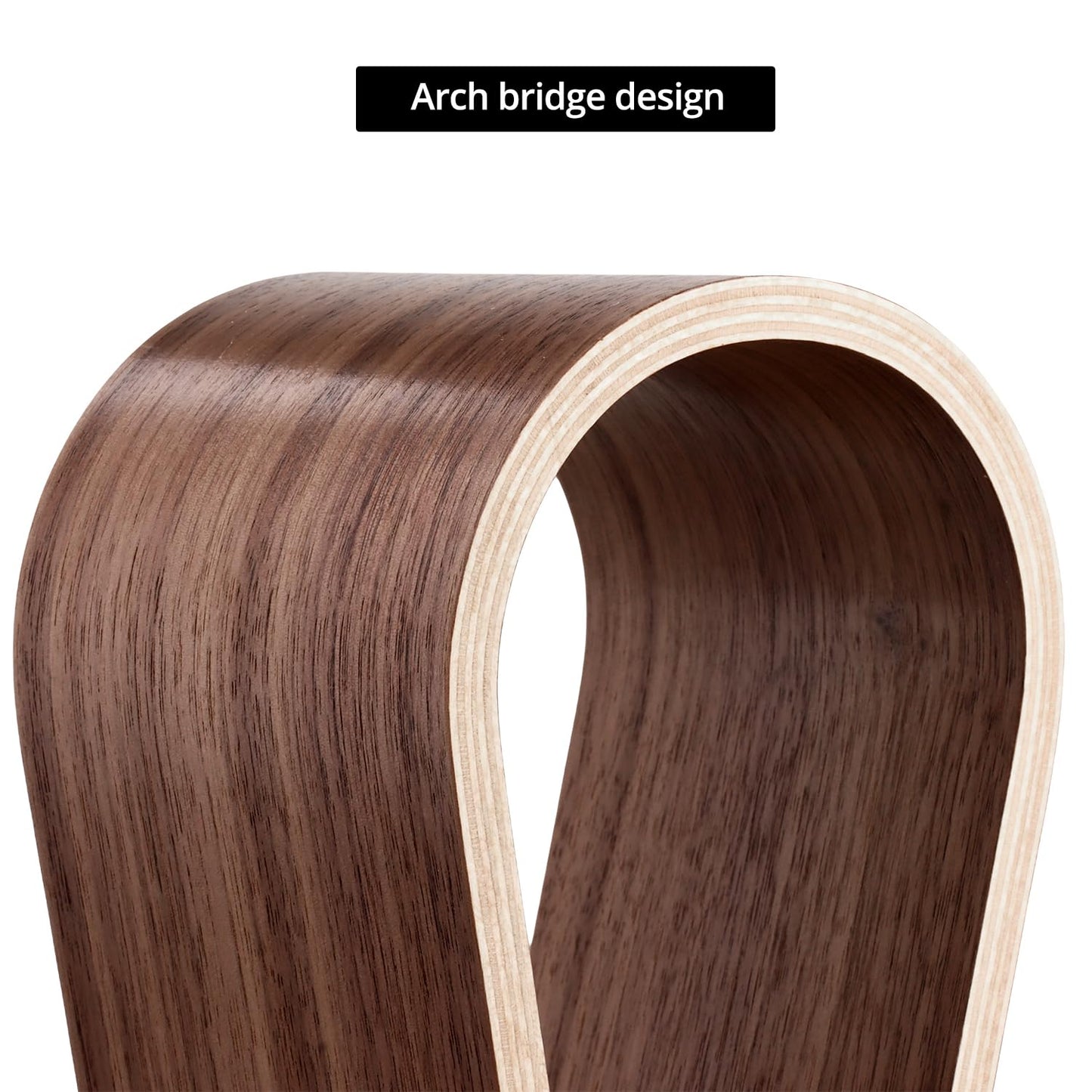 QWORK Wood Headphone Stand - Headset Holder, Arch Bridge Design - Universal Compatibility, Ear Headphones Hanger Holder, Stylish Desk Headset Holder…