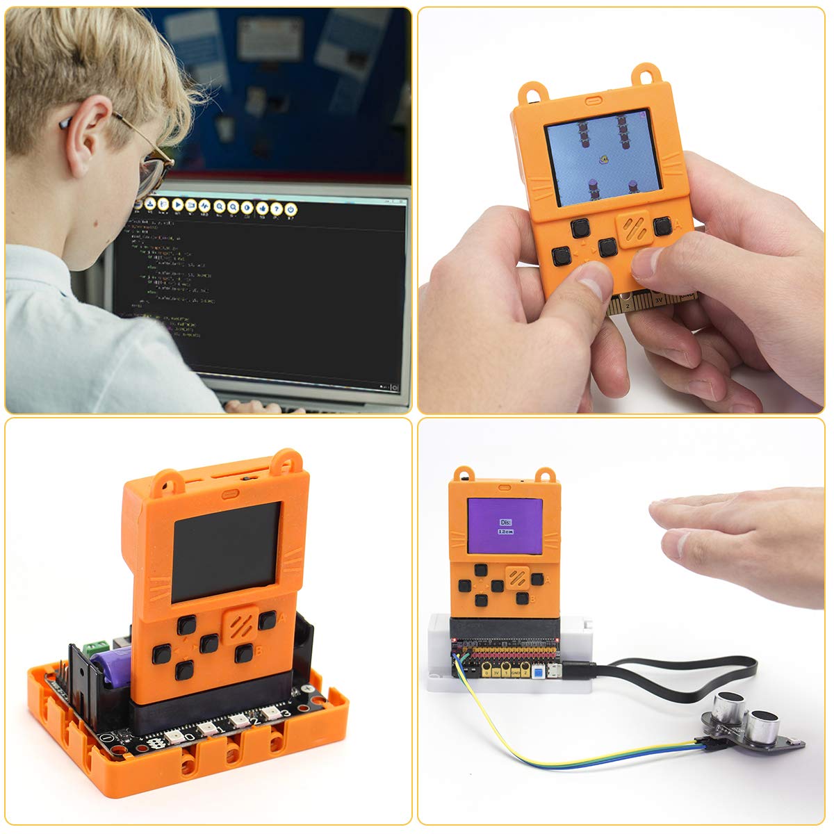 KittenBot Meowbit Card-Sized Retro Game Computer Codable Console for Microsoft Makecode Arcade & Python Video Game Compatible Micro:bit Expansion