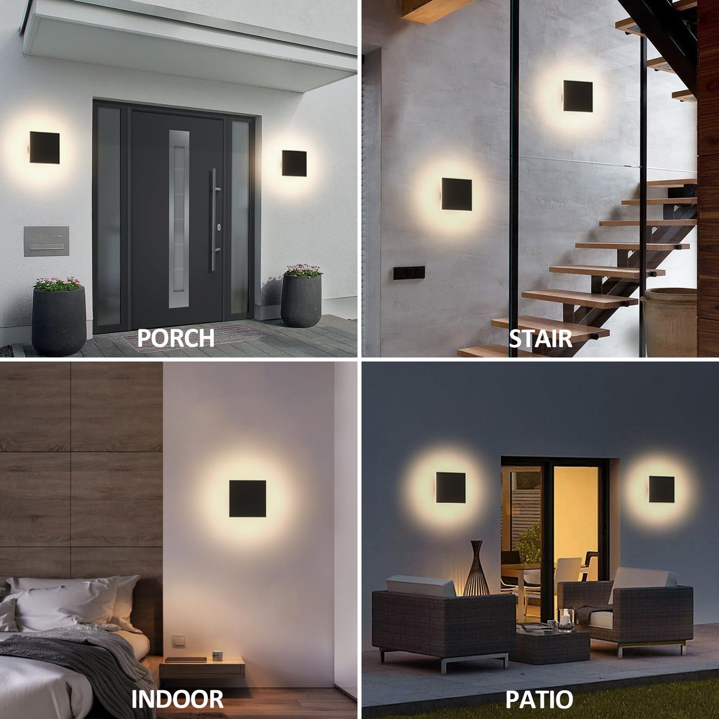 Aoceley 2 Packs LED Wall Light Outdoor Indoor Modern Wall Sconce Mini Wall Sconce Black Modern Outdoor Wall Lights Aluminum Porch Lights Outside Wall