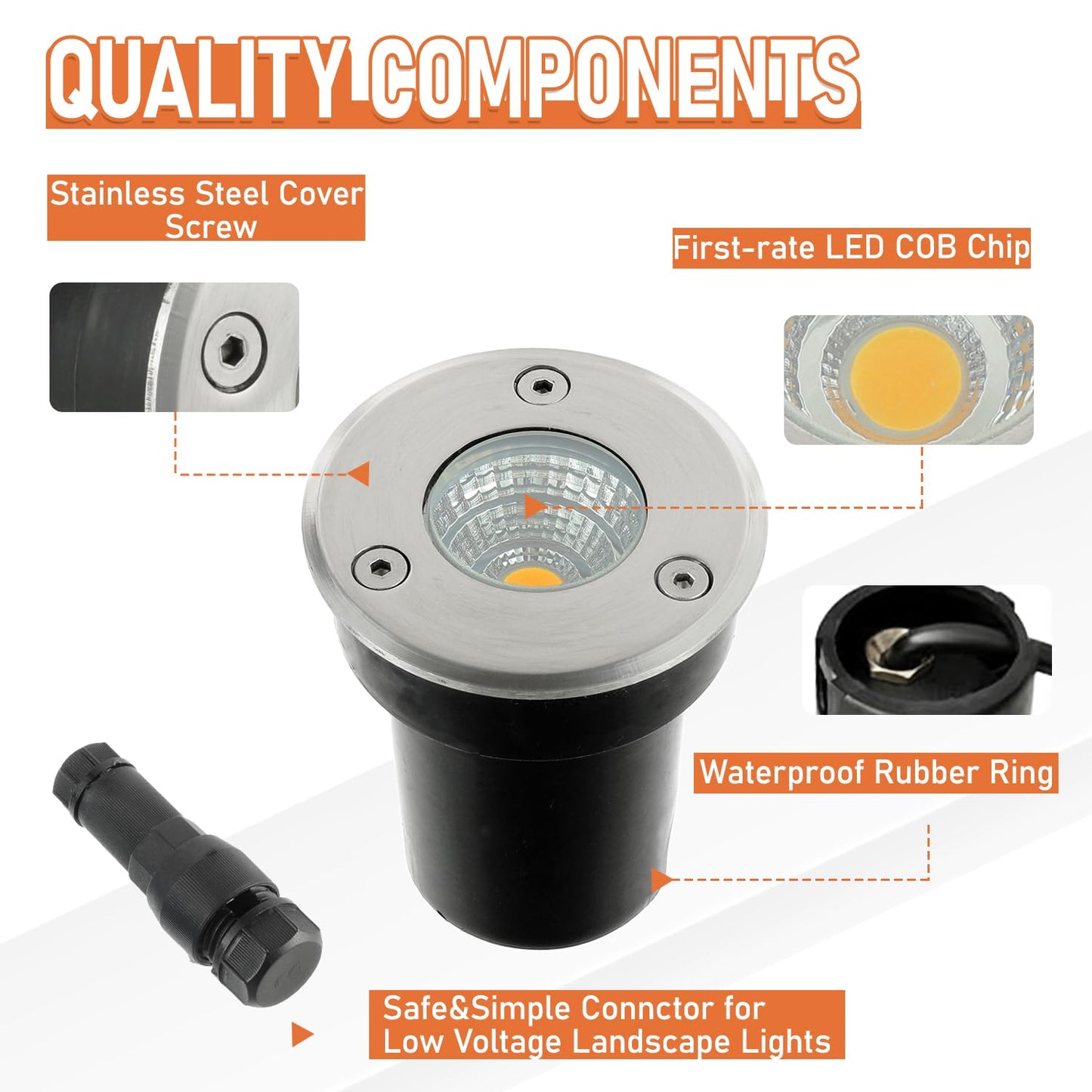 JAMHER 8 Pack Low Voltage Landscape Lights Well Lights 12-24V IP67 Waterproof In Ground Light and Outdoor Landscape Lighting for Garden Yard Driveway