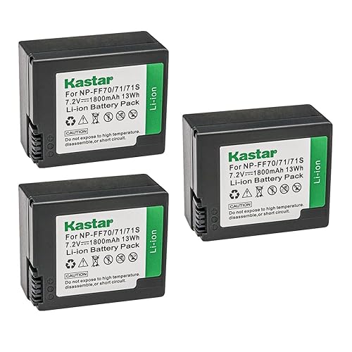 Kastar NP-FF70 Battery 3-Pack Replacement for Sony DCR-IP45, DCR-IP45E, DCR-IP5, DCR-IP55, DCR-IP55E, DCR-IP5E, DCR-IP7, DCR-IP7BT, DCR-IP7E