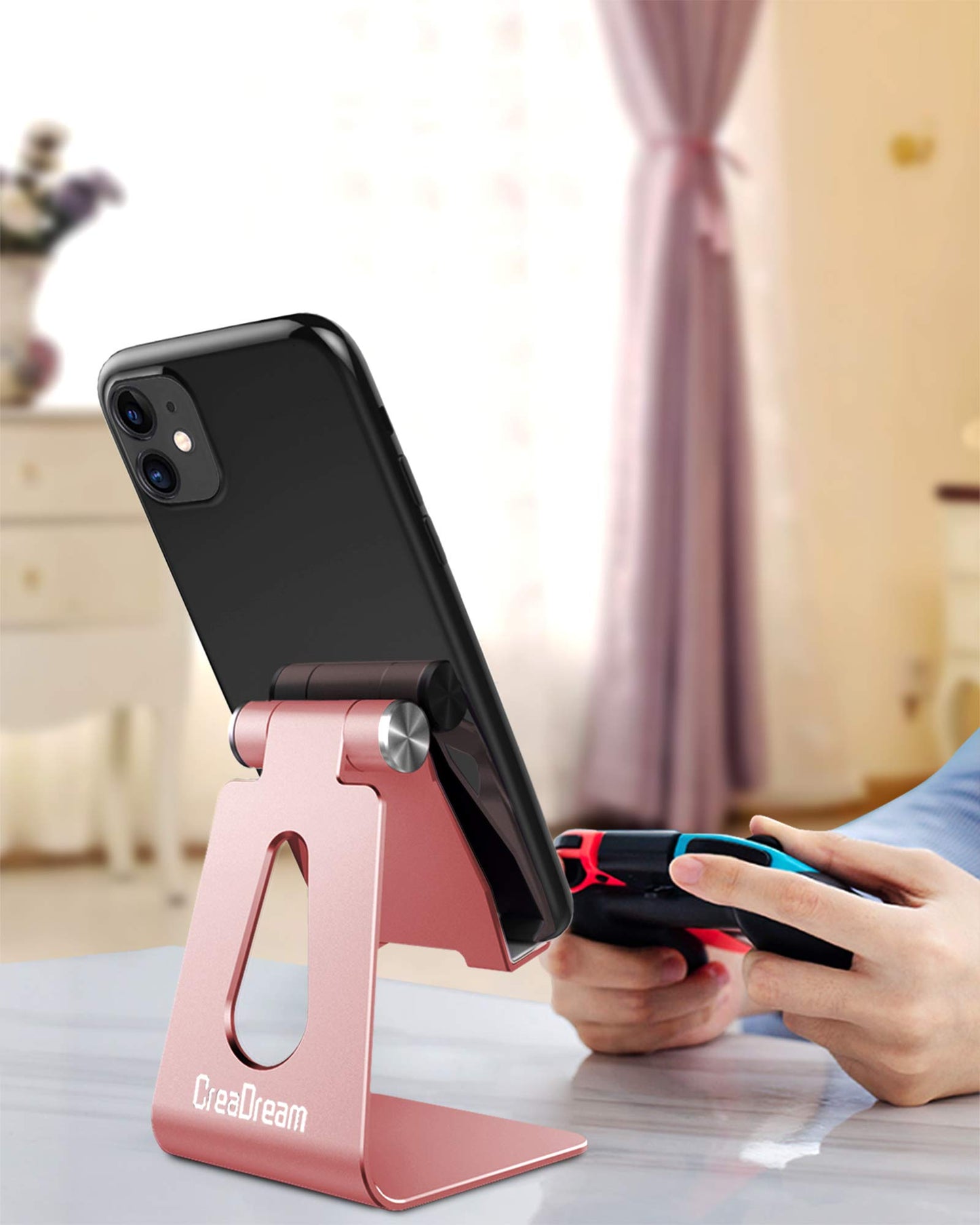 CreaDream Adjustable Cell Phone Stand, Phone Stand, Cradle, Dock, Holder, Aluminum Desktop Stand Compatible with Phone 16 15 14 13 12 11 Pro Max Plus