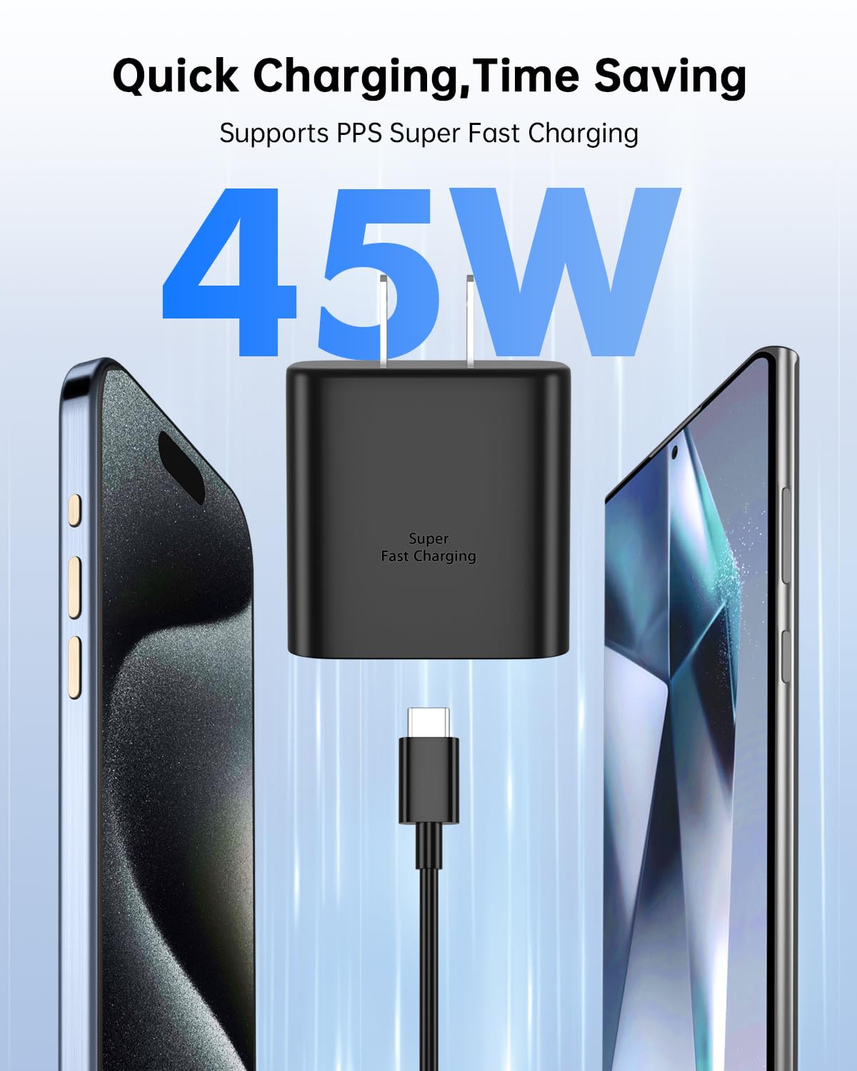 45W USB C Fast Charger Compatible with Samsung Galaxy S25 Ultra Fast Charging with 6ft Cable for S25/S24/S23 Ultra/S22+/S21/ Ultra,Galaxy Tab