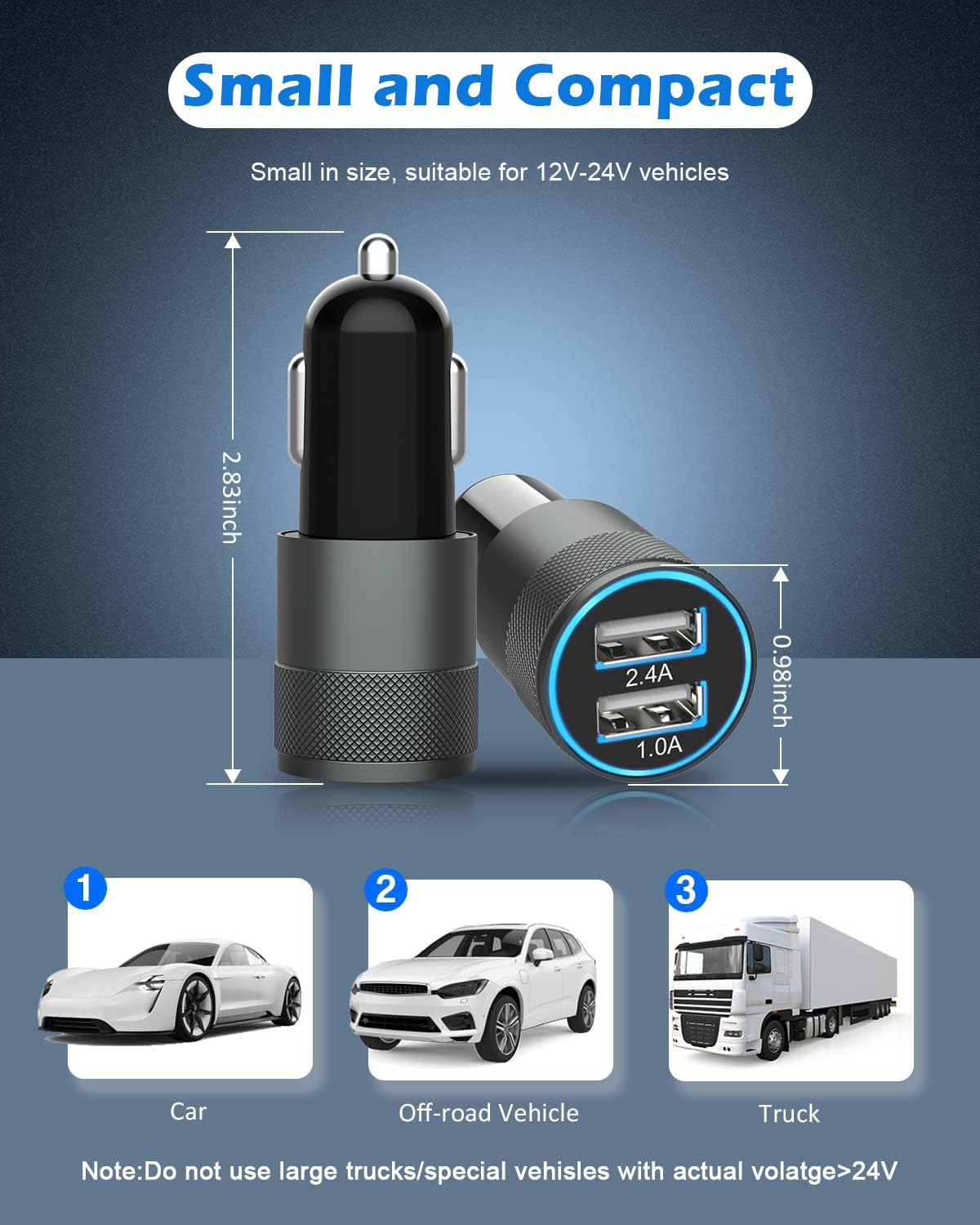 USB Car Charger Adapter,2 Pack(3.4A) Fast Car Charger Dual USB Ports Fast Charging Cigarette Lighter Adapter Rapid Plug Car Charger Compatible