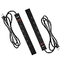 LONABR 6 Outlet Heavy Duty Power Strip 2 Pack Metal Power Outlet,Wall Mountable Outlet Strip with 6 ft Long Extension Cord,Black