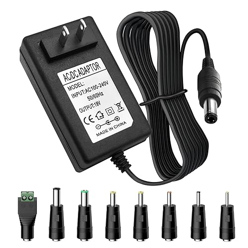 19V 2.1A 2A 40W AC Adapter Wall Charger Universal DC in 19V Power Supply Cord with 8 Tips Barrel 19 Volts 2 Amps 2000mA Compatible HP,Harman Kardon…