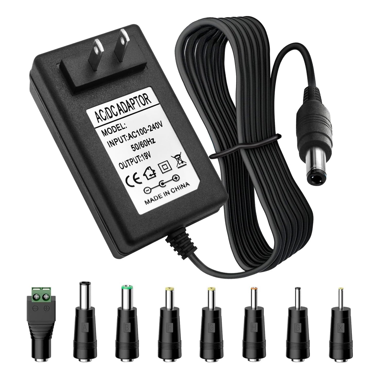 19V 2.1A 2A 40W AC Adapter Wall Charger Universal DC in 19V Power Supply Cord with 8 Tips Barrel 19 Volts 2 Amps 2000mA Compatible HP,Harman Kardon…