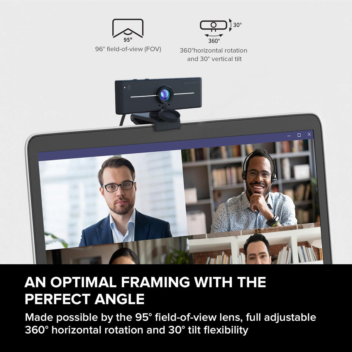 Creative Live! Cam 4K UHD Webcam, 60FPS, Wide-Angle Lens, for PC