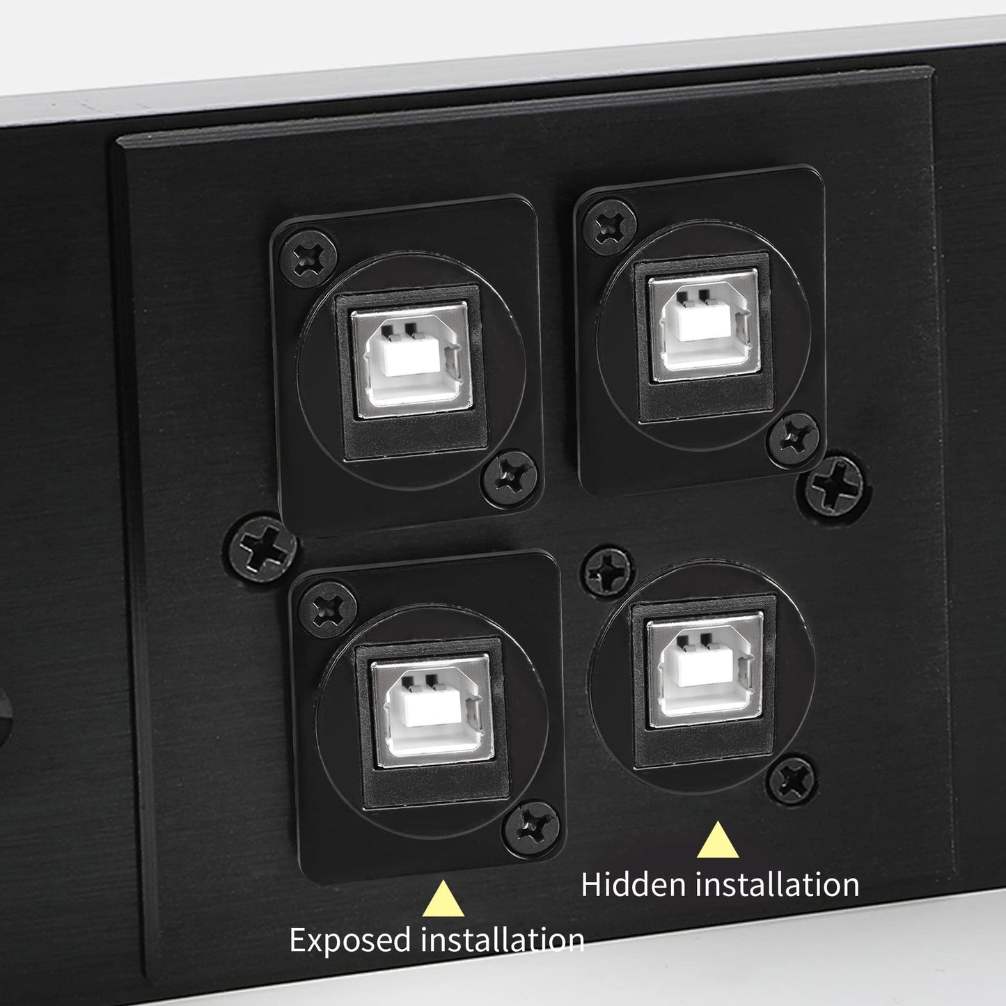 QIANRENON D-Type USB B 2.0 Panel Mount Solderless Connector, USB Type B Female to Female Coupler Socket Panel Mount Pass Through Adapter Fixed Panel…
