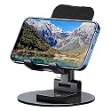 Meetuo Rotatable Cell Phone Stand for Desk, Height Angle Adjustable Phone Holder Portable Phone Stand Compatible for Most Smartphones iPhone