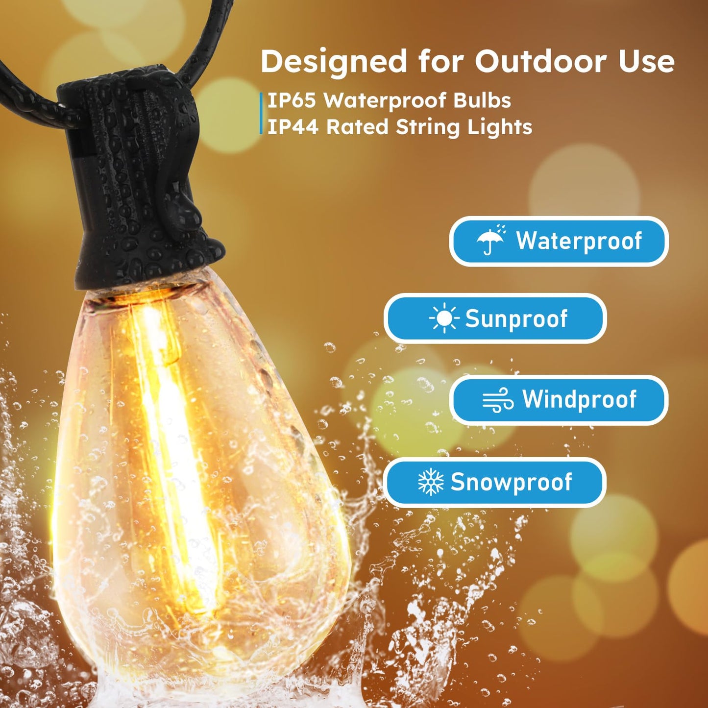 GvvooHome LED Outdoor String Lights, 200FT Waterproof Patio Lights with 62 Shatterproof S11 Plastic Bulbs, 2700K Warm White Edison Hanging Lights