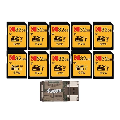 Kodak 32GB Class 10 UHS-I U1 SDHC Memory Card (10-Pack) Bundle with All-in-One High-Speed USB 2.0 Card Reader (11 Items)