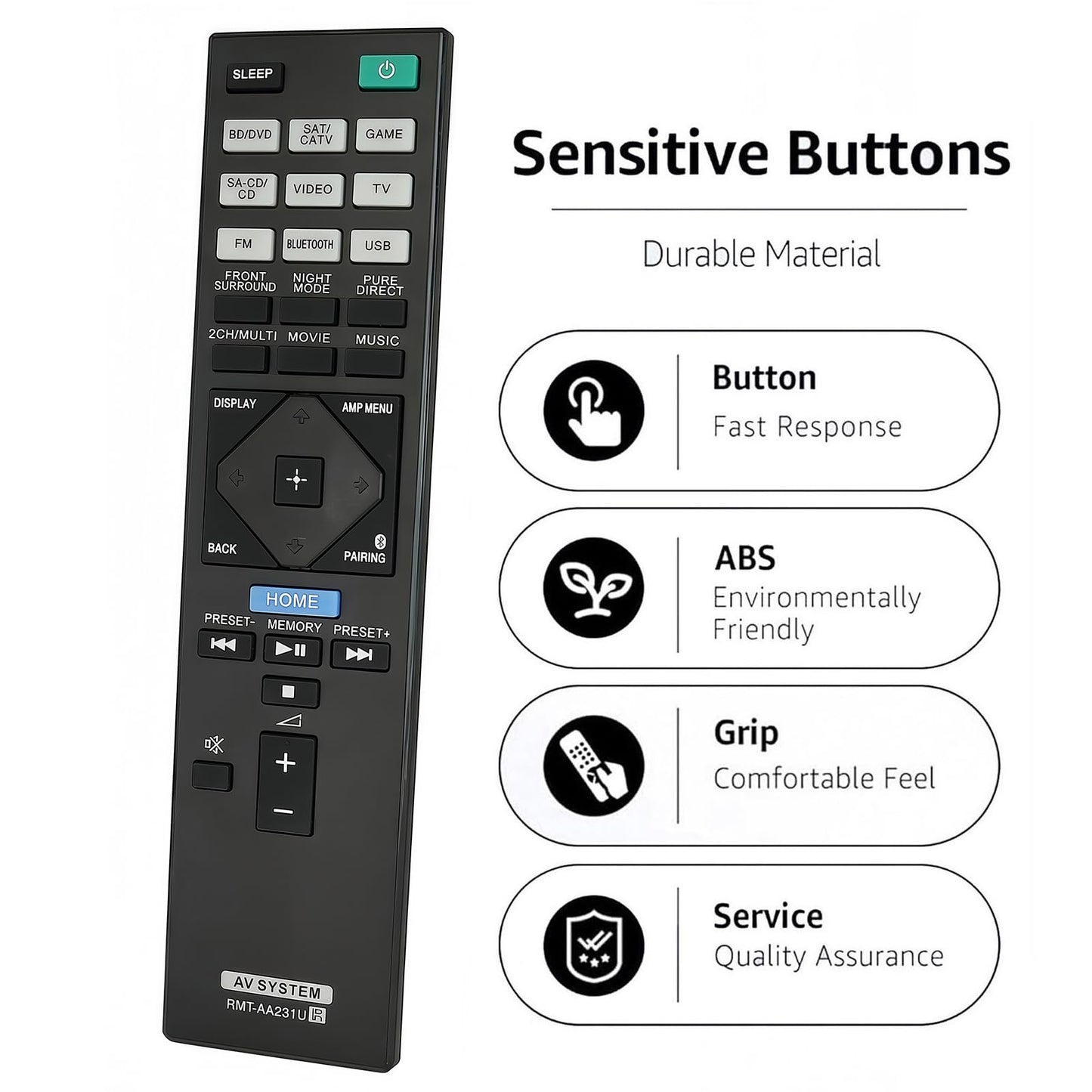 Kassionel General Replaced Remote Control Fit for STR-DN1070 RMT-AA230U RMT-AA320U STR-DN1080 RMT-AA231U for Sony AV Receiver