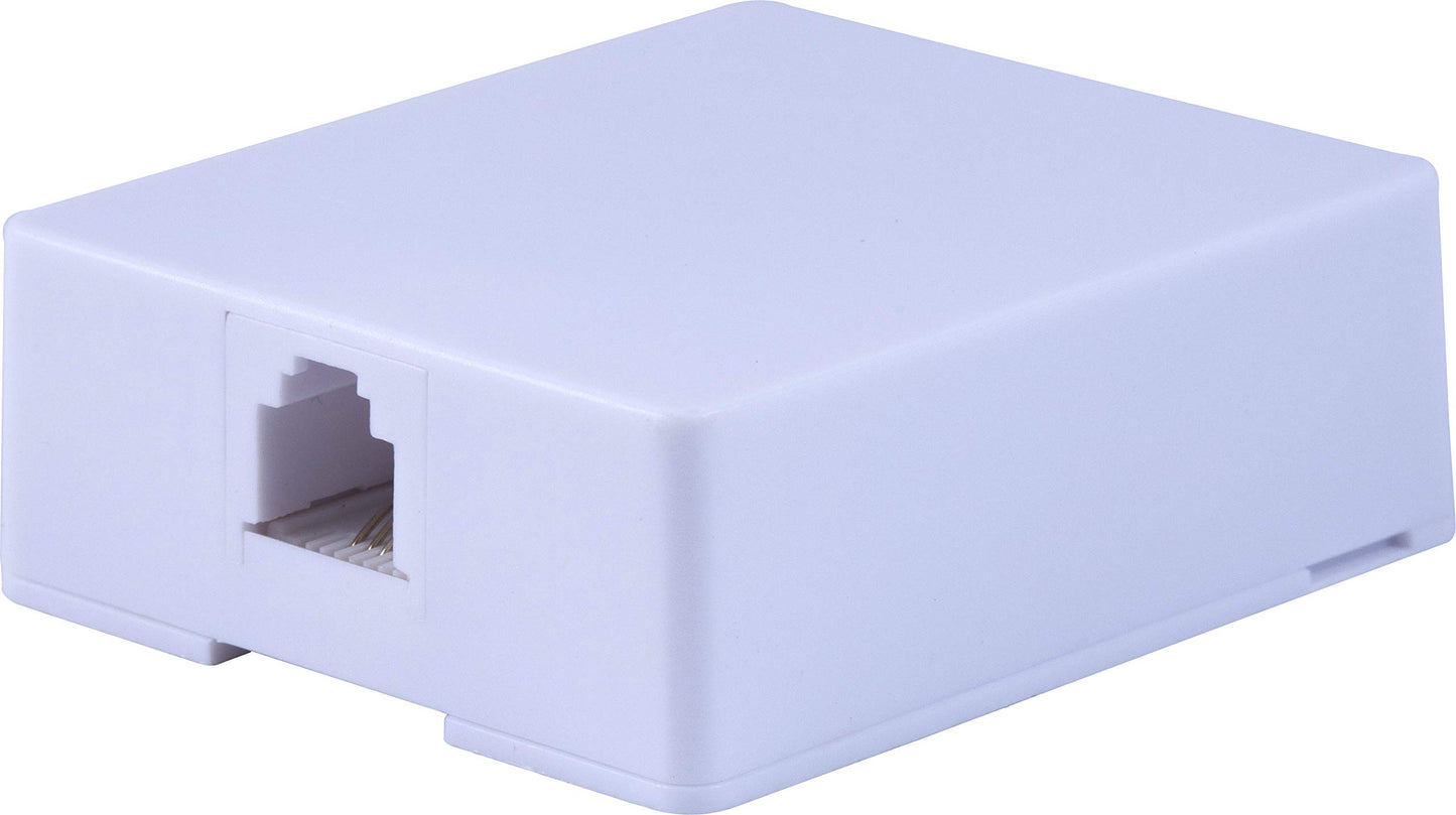 Power Gear Surface Mount Jack, Attach to Walls, Receptacles, Baseboards, Compatible with Standard Phone Plugs, RJ14, RJ11, Answering Machines, Modems