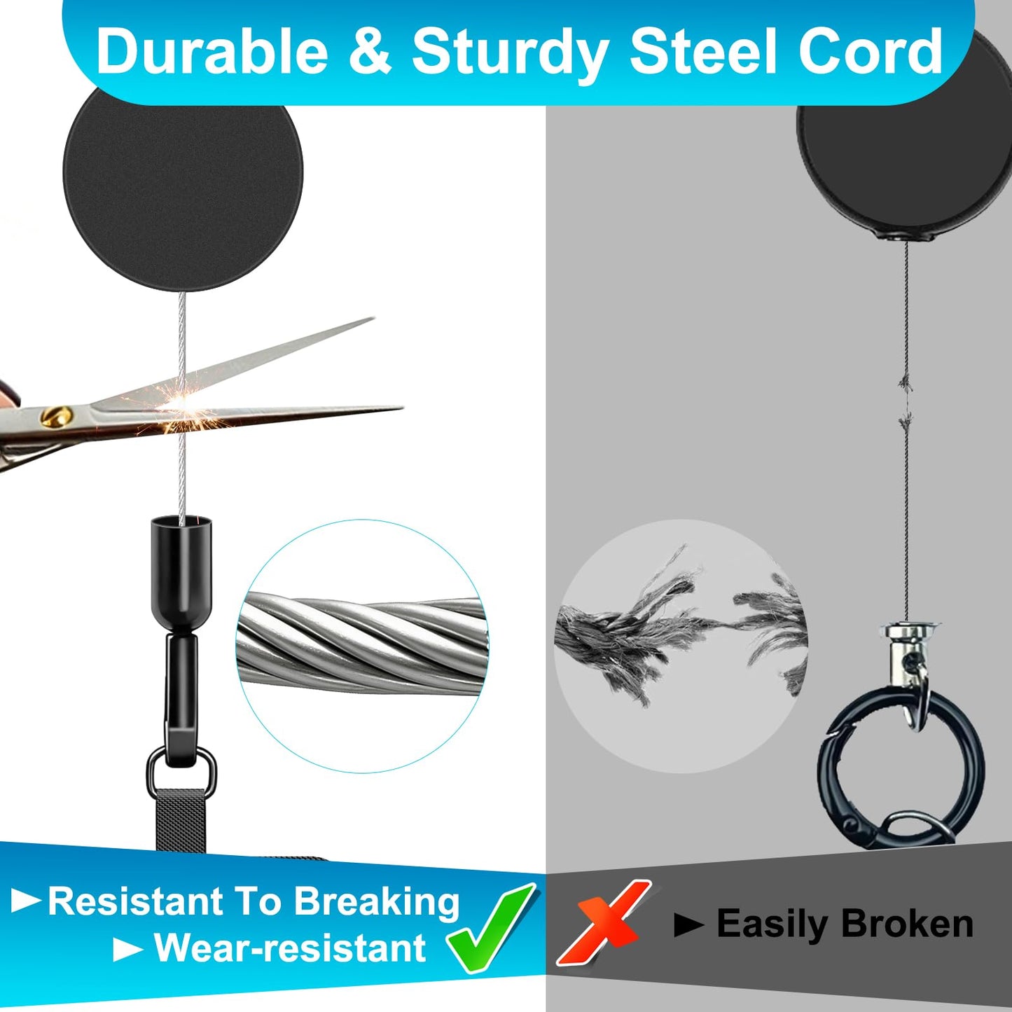 TRELC Anti-theft Phone Tether, Steel Retractable Phone Lanyard, Anti-drop & Anti Theft, Universal Anchor Fit iPhone, Cellphone Strap with Carabiner