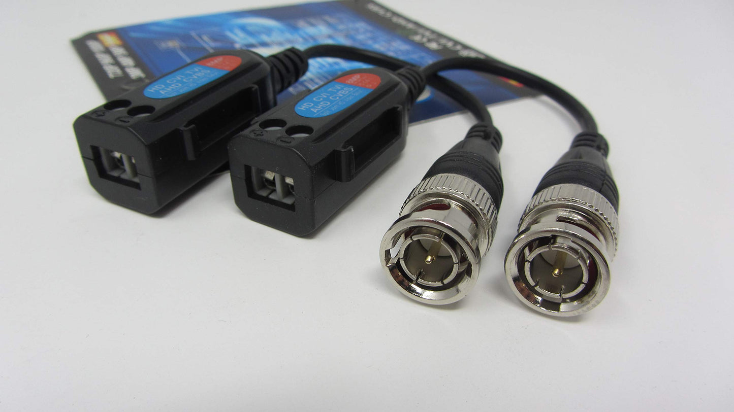 6 PAIRS (12 Pcs) Mini CCTV BNC Video Balun with Lead Coax Cable