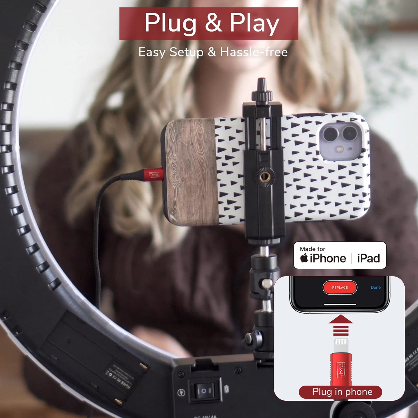 PIXEL Microphone for iPhone iPad(Apple MFi-Certified) from Mic for iPhone Live Streaming Vlogging | External Microphone for iPhone Video Recording