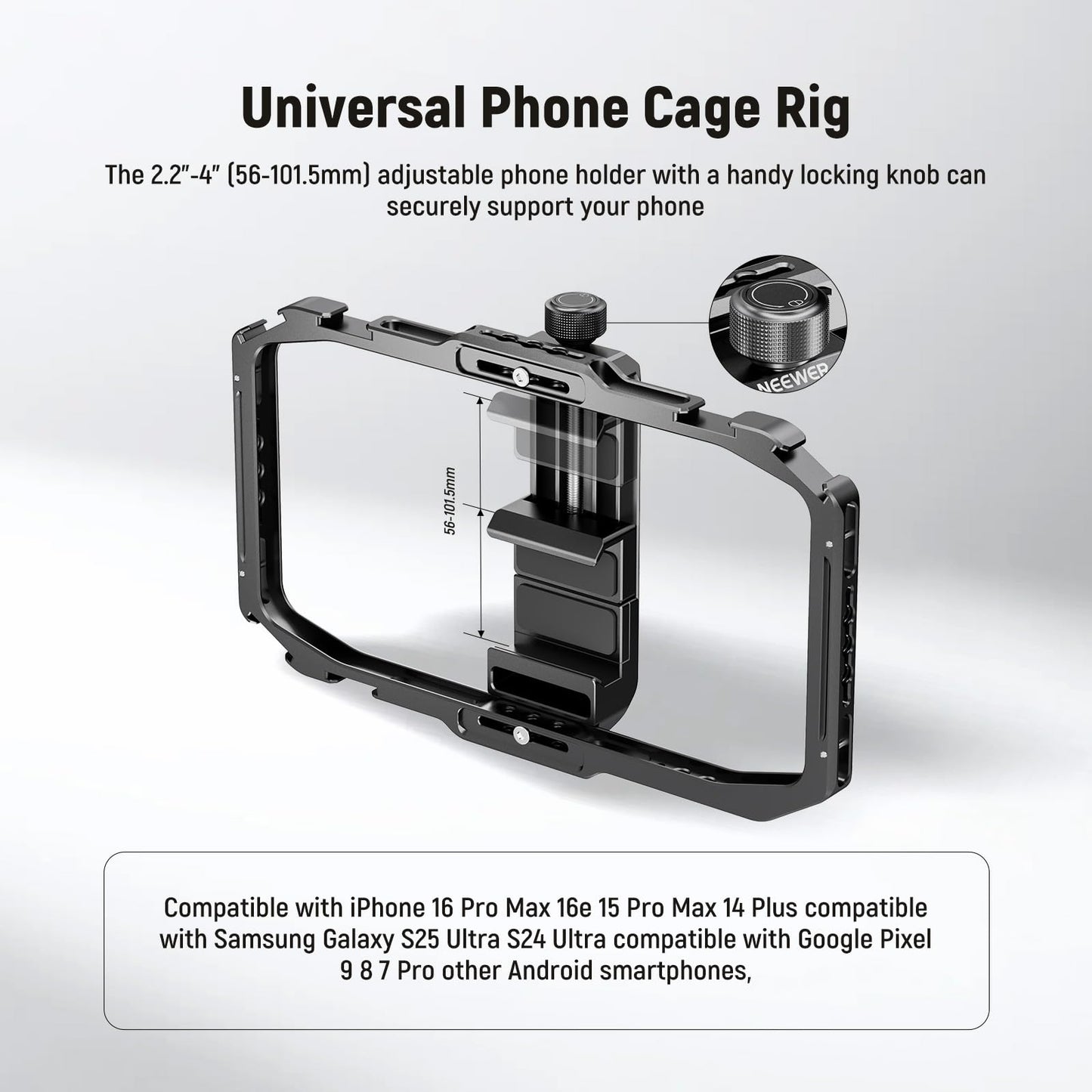 NEEWER Universal Phone Cage, Smartphone Video Rig with Quick Release Mounts Cold Shoes for Videomaker Filmmaking TikTok Vlogging Phone Video