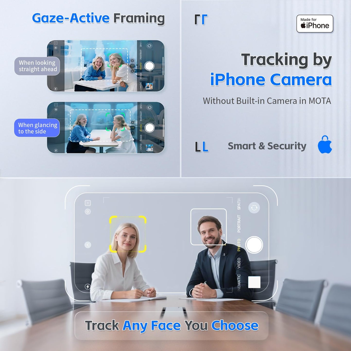 COMITOK Magnetic Auto Face Tracking Stand MOTA Tripod with Remote Controller for iPhone Follows Your Movement Hands-Free Video Recording with 360