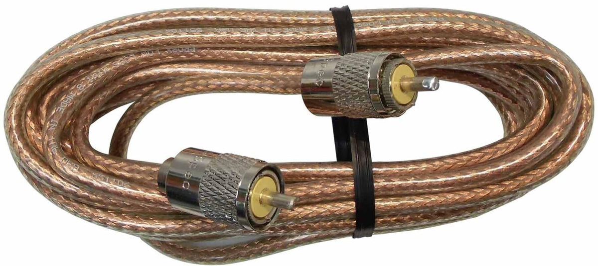 Procomm 12' RG8X CABLE W/ PL259'S CLEAR JACKET