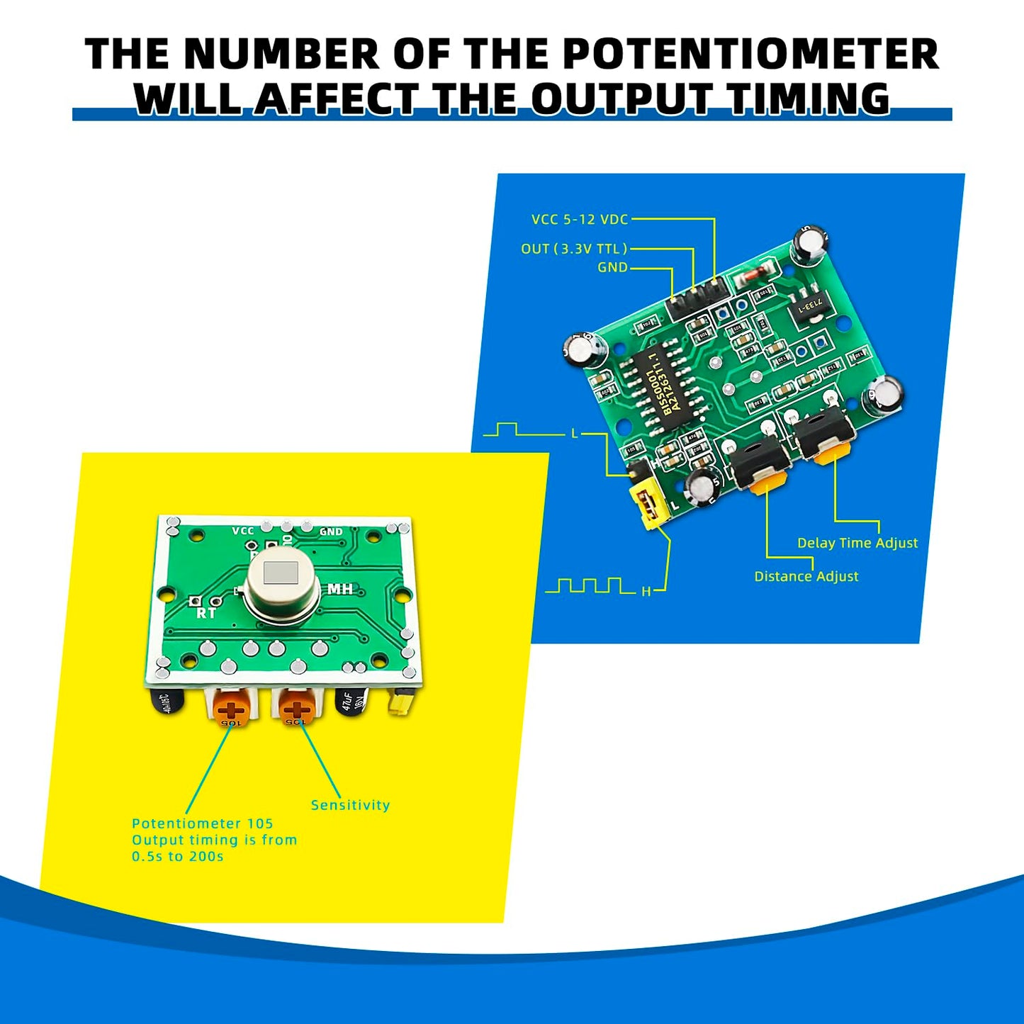 DaFuRui 10PCS HC-SR501 PIR Module Pyroelectric Infrared Motion Sensor Module Detector