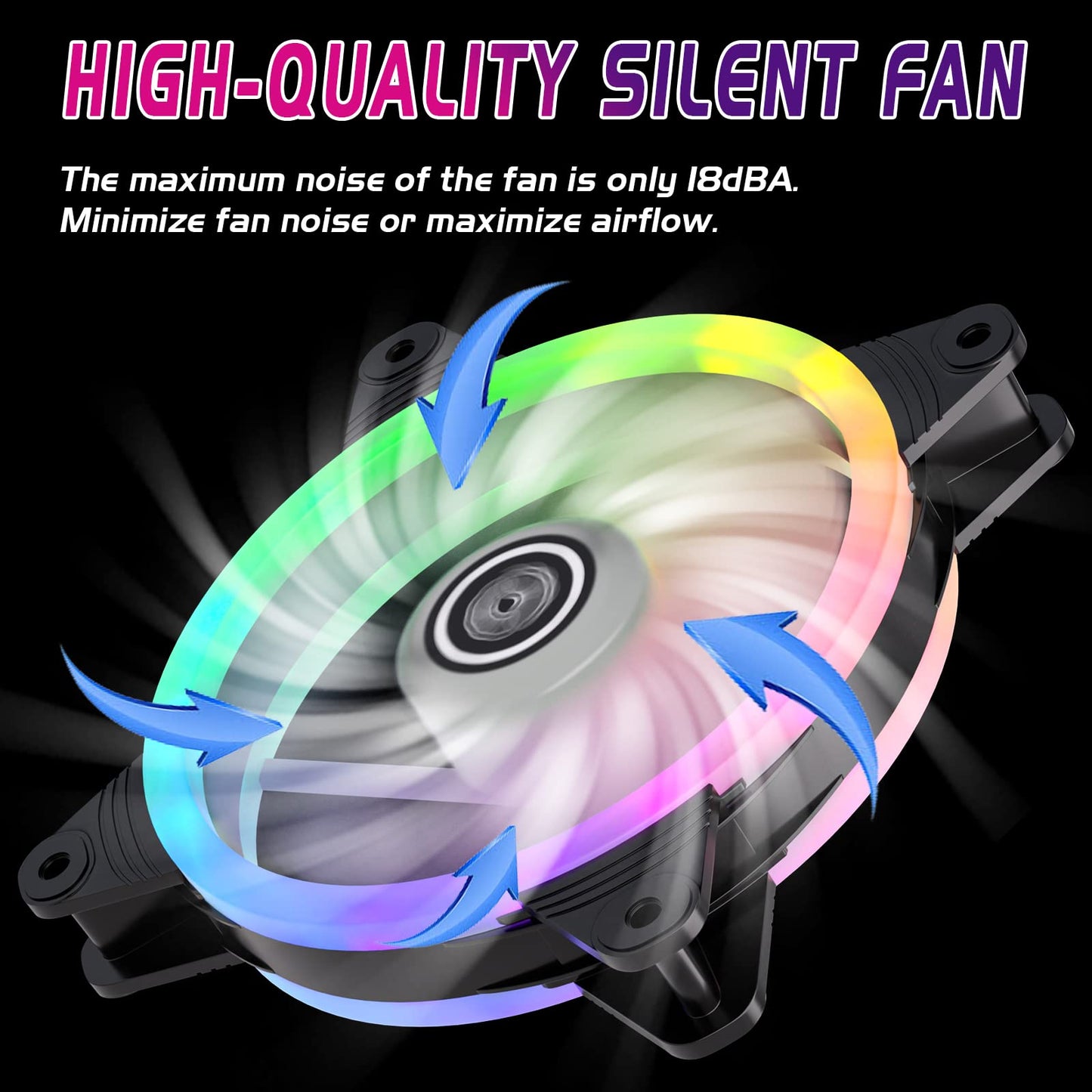 DS Computer Case Cooling Fan for PC Cases, 120MM LED RGB Fan Compatible with ASUS Aura Sync or MSI Mystic Controlfor for Water Cooler System or