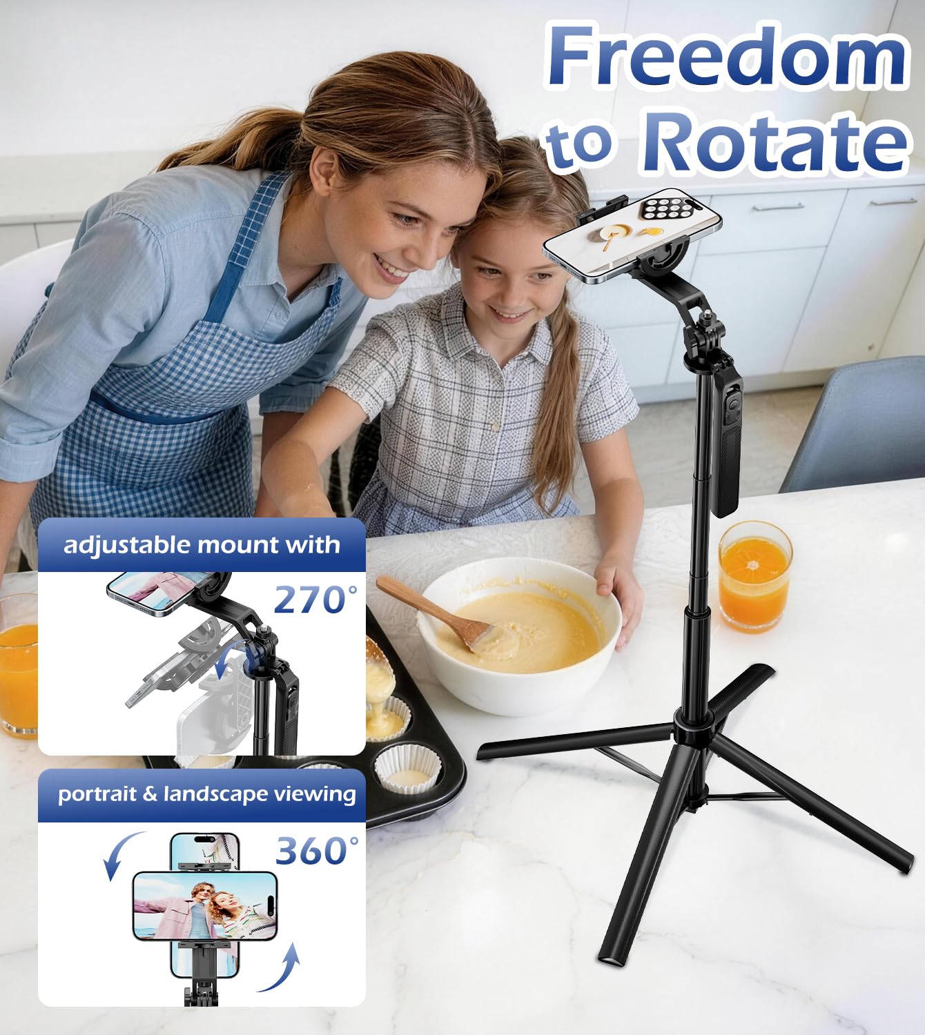 UBeesize 70'' Magnetic Selfie Stick Tripod for iPhone, MagSafe Tripod with 2-in-1 Phone Clamp & 1/4'' Screw Mount, Phone Tripod Stand with Remote