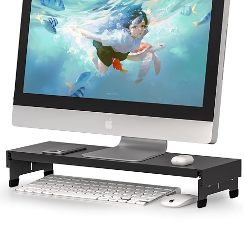 Liboer Adjustable Monitor Riser Laptop Stand Riser Metal Desktop Monitor Stand Storage for Office Supplies, Compatible Computer, Desktop, Laptop, Save