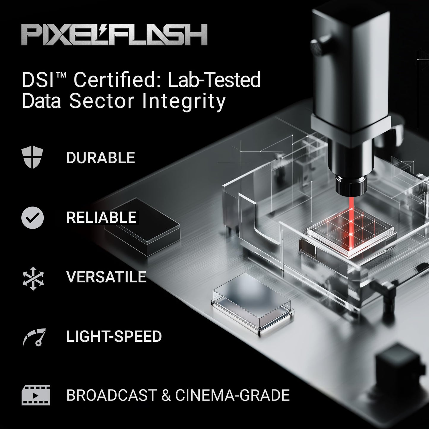 PixelFlash 128GB CFast 2.0 Card 3600X HyperCore 570MB/s SATA3 VPG180, CFast Card for DSLR Cinematic Video & Photo Cams Lab Tested, Certified Flash