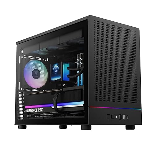 GAMDIAS Micro?Tower Gaming PC Case, Mesh Front Panel with RGB Strip & 3×120 mm Prebuilt Fans, Supports Dual 360 mm Radiators, Front?Mounted PSU
