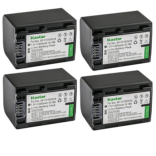 Kastar 4-Pack NP-FV70 Battery Replacement for Sony HDR-PJ200, HDR-PJ220, HDR-PJ230, HDR-PJ260, HDR-PJ26, HDR-PJ30, HDR-PJ320, HDR-PJ330, HDR-PJ340