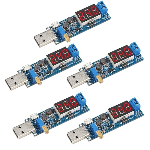 USB Buck Boost Converter 3.5V-12V to 1.2V-24V DC-DC Step Up Step Down Power Supply Module Voltage Regulator 5V to 3.3V 9V 12V 18V (5 Pack)