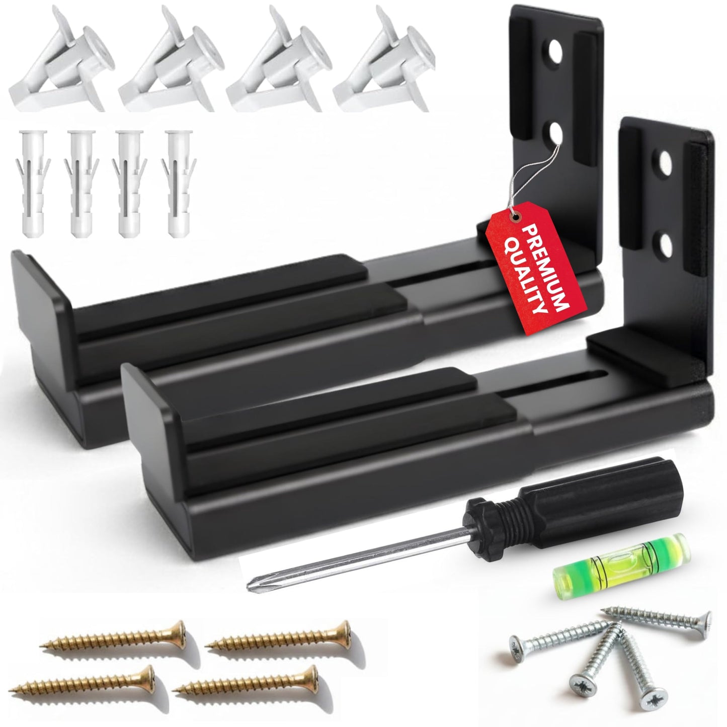 LUXTORO Premium Universal Soundbar Wall Mount Bracket Adjustable Depth 3.5 to 6.1 Inch Heavy Duty Holds Up to 33lbs Full Installation Kit Included