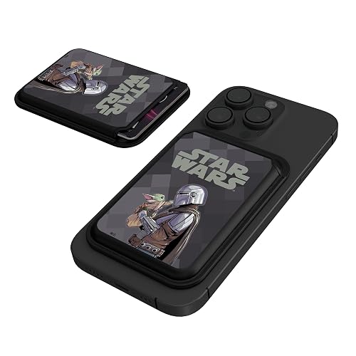 Keyscaper Star Wars: The Mandalorian Grogu and Din Djarin Color Block Black Magnetic Credit Card Wallet