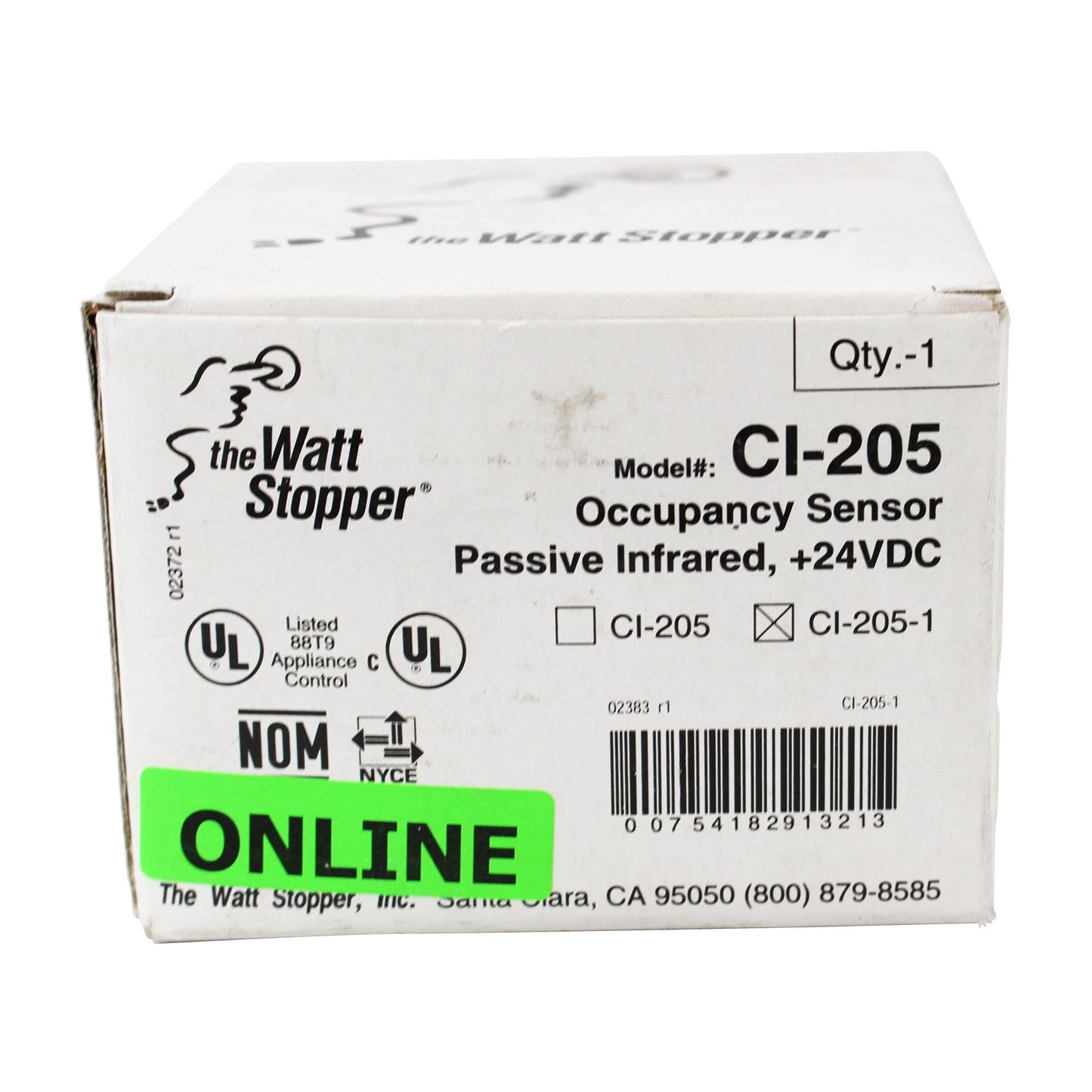Watt Stopper CI-205-1 Passive Infrared Occupancy Sensor, 24VDC, Pir