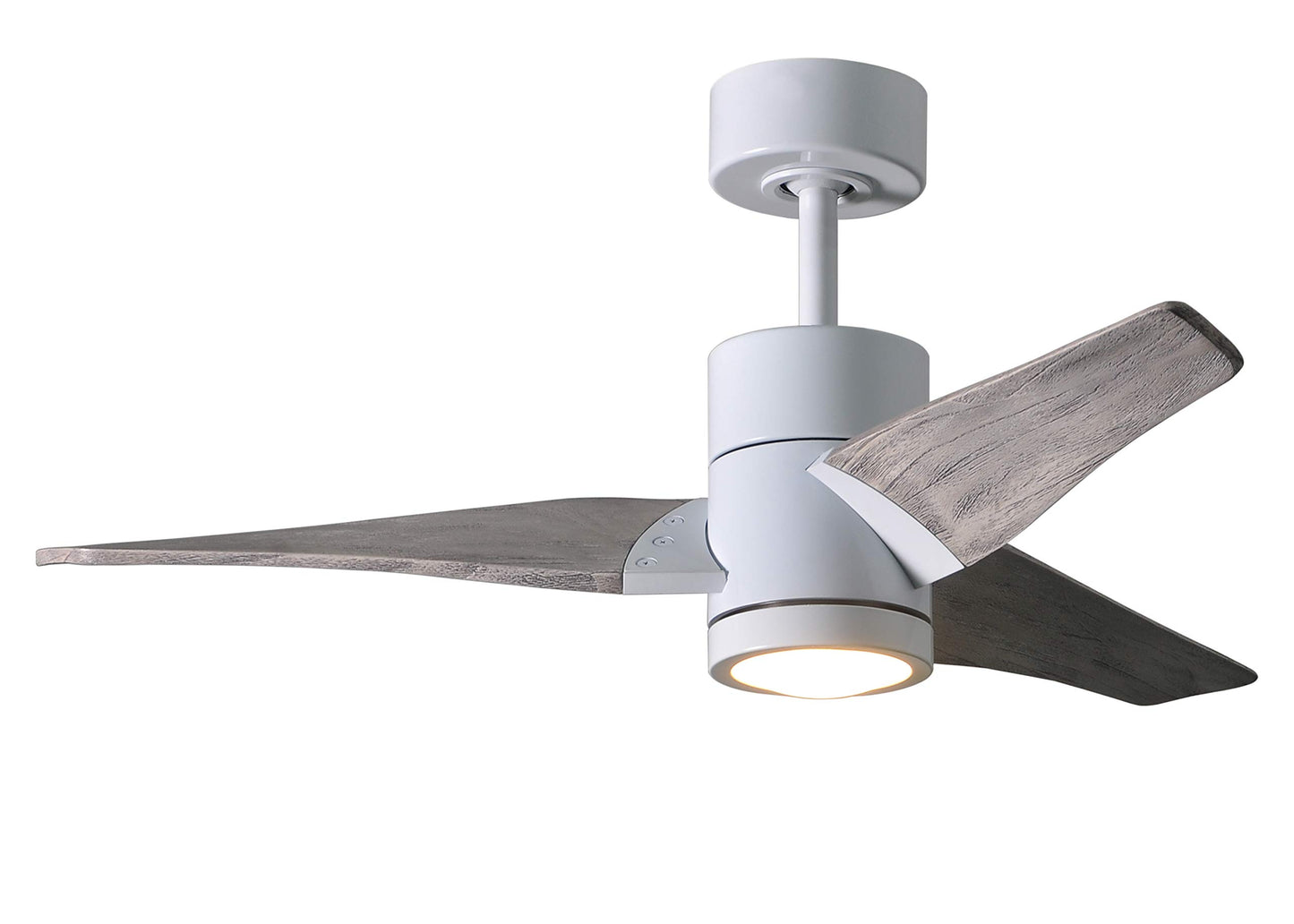 Matthews SJ-WH-BW-42 Super Janet Damp Rated 42" Ceiling Fan with LED Light and Remote & Wall Control, Silent DC Motor, 3 Solid Wood Blades, Gloss