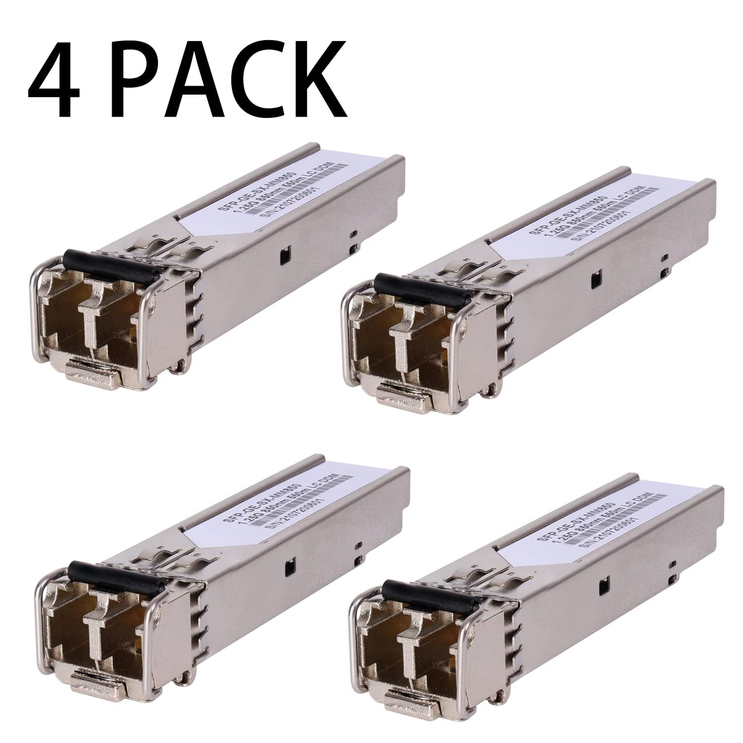 4 Pack 1.25G 850nm Multimode SFP LC Transceiver Fiber Module 550 Meters 1000Base-SX LC MMF for Cisco GLC-SX-MMD/SX-MM/SFP-GE-S,Fortinet,Ubiquiti UniFi