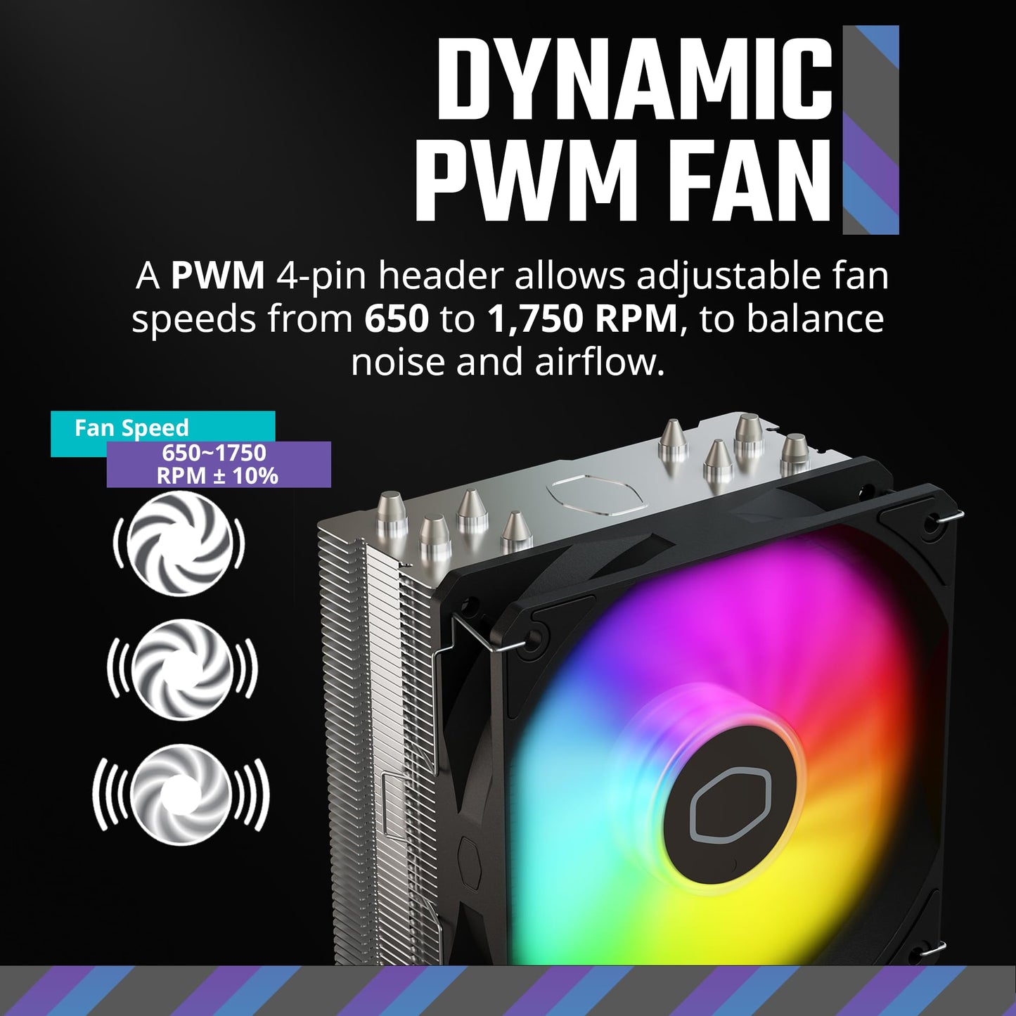 Cooler Master Hyper 212 Spectrum V3 ARGB CPU Air Cooler - 4 Copper Heat Pipes, 120mm High Performance PWM Fan, Low Noise & Easy Installation, AMD