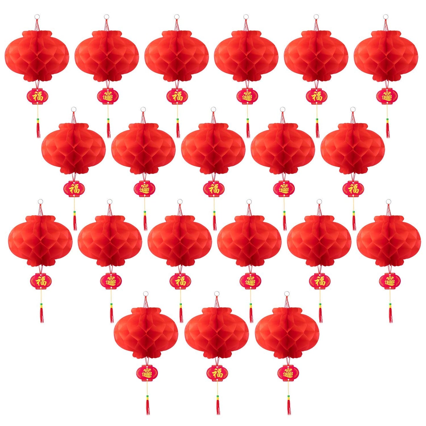 ASIAN HOME Red Paper Lantern Hanging Lanterns for Chinese Spring Festival, Wedding, Celebration, Lantern Festival Festive Decoration (14 INCH) (20