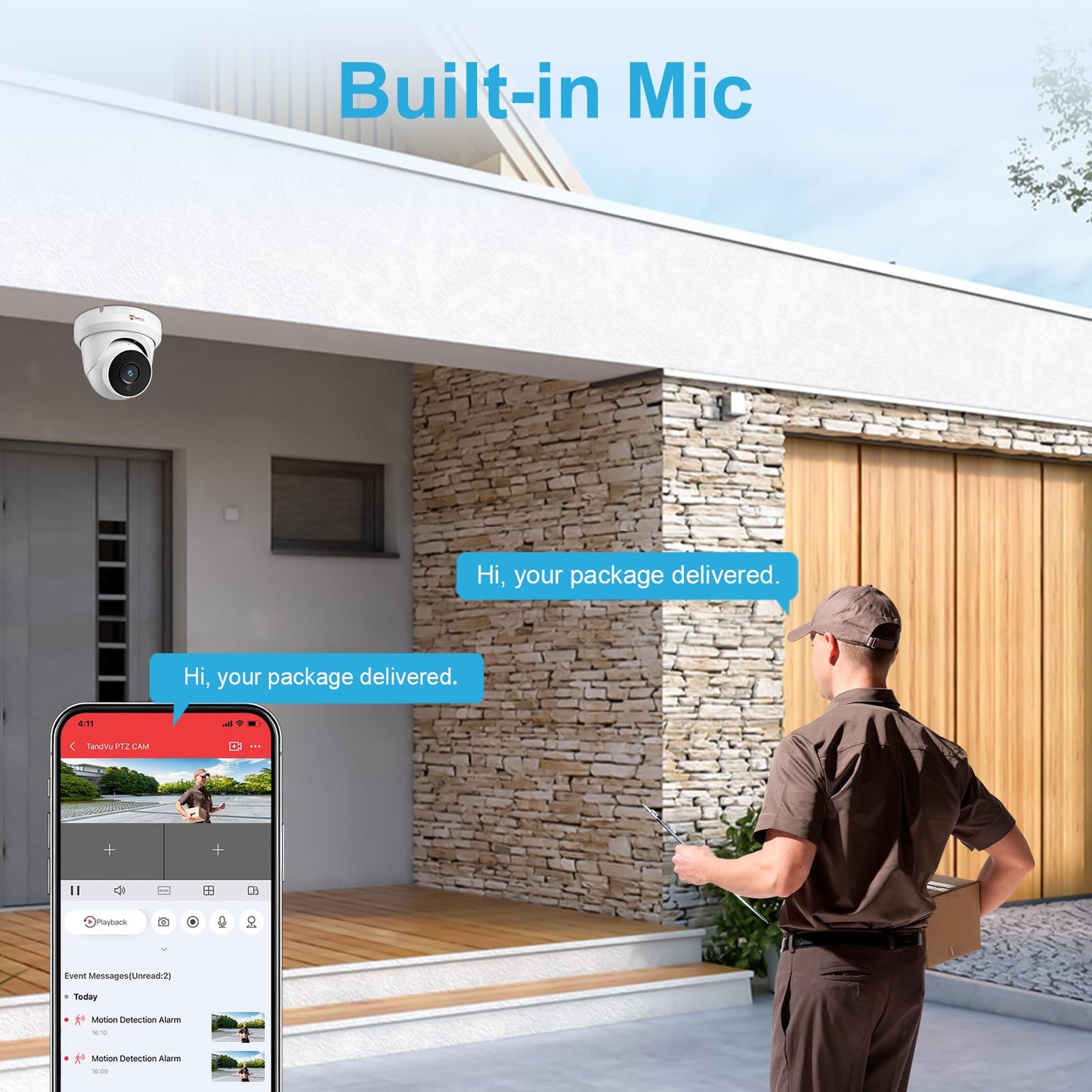 Anpviz 4MP PoE IP Turret Camera with Microphone/Audio, IP Security Camera Outdoor Indoor, Night Vision 50ft, Waterproof IP66, 110° Wide Angle 2.8mm