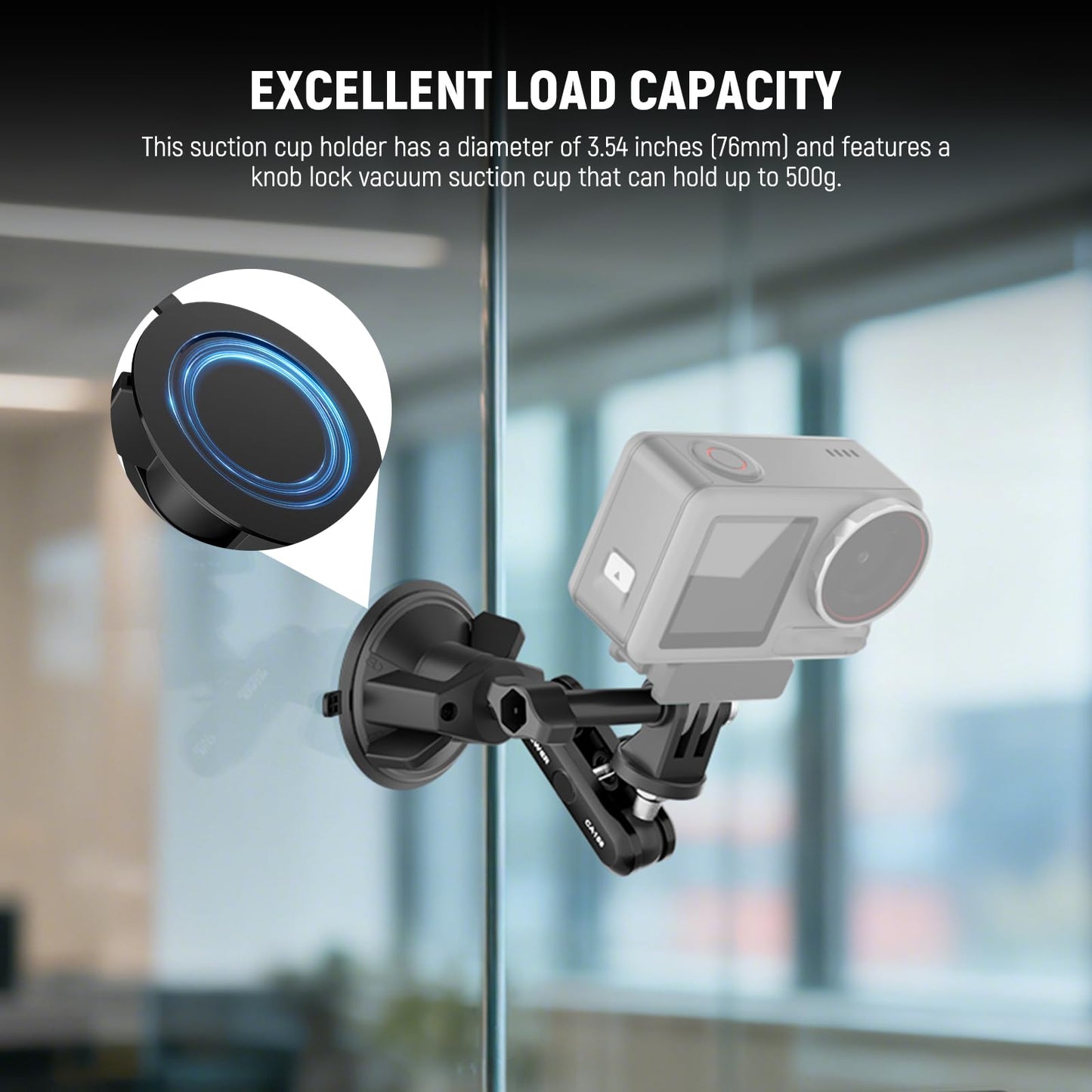 NEEWER Suction Cup Phone Holder & Camera Mount Compatible With GoPro DJI Insta360 iPhone, Car Phone Mount with Action Camera Adapter 360° Magic Arm