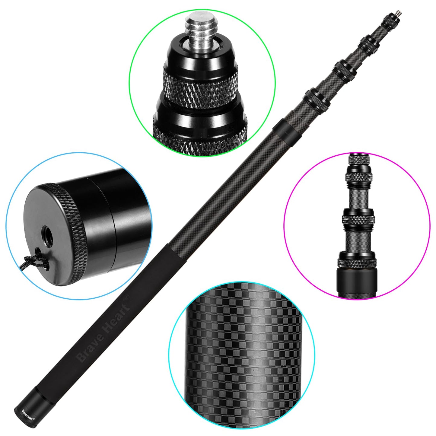118"/3m, 9.8ft Extended Super Long Invisible Carbon Fiber Selfie Stick for Insta360 x5 Insta 360 x5 X4 X3 ONE X2, R, X, GO 3S 3 2 Action 360 Camera