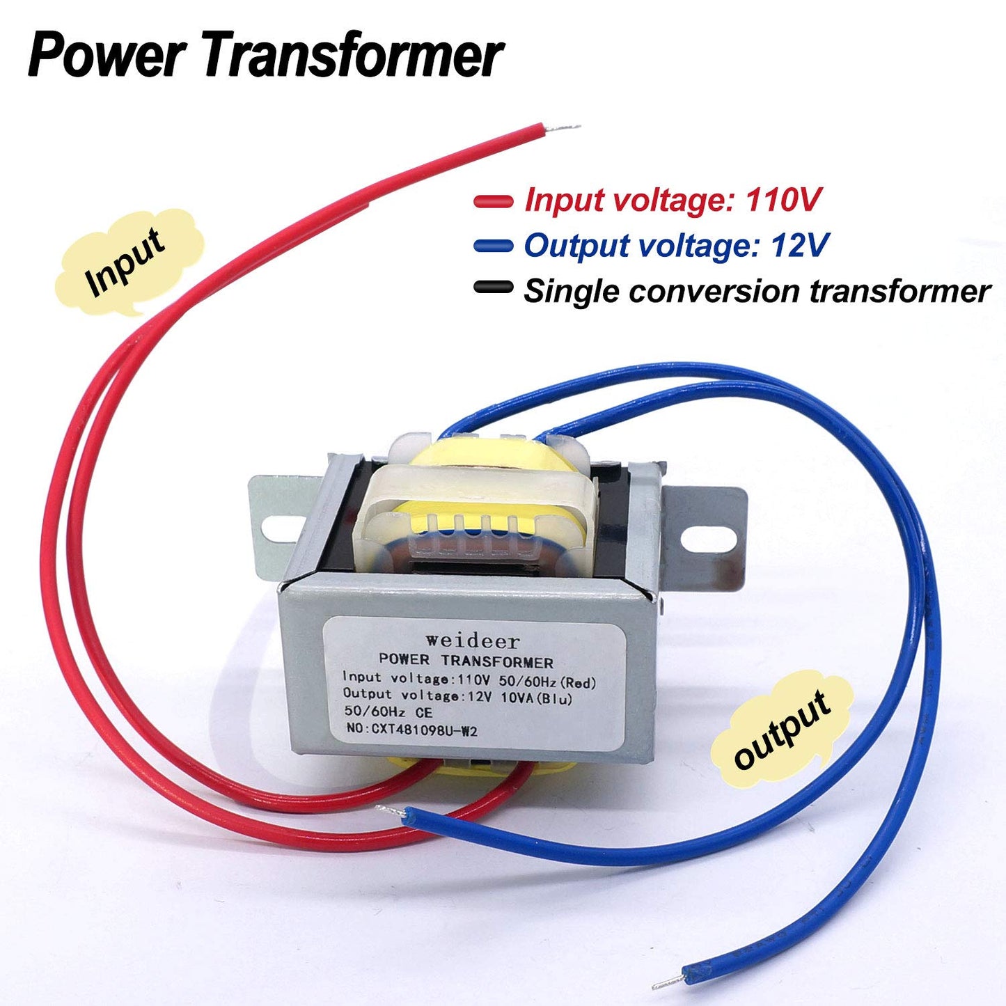 weideer Power Transformer Single Phase, LED Lighting Controller for Lighting Power Supplies, Audio Equipment etc. Input AC 110V Output AC 12V 10VA