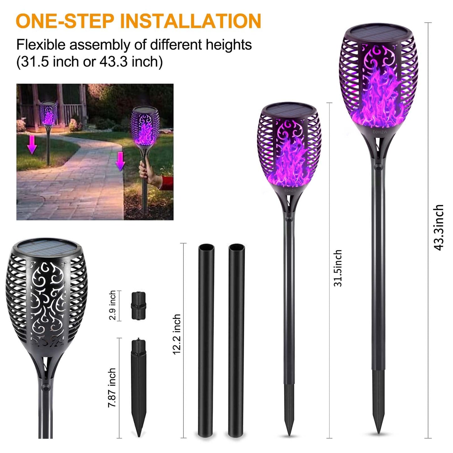 EOYIZW Solar Lights Outdoor, 4 Pack Premium 99 LEDs Purple Halloween Decorations Solar Lights - IP65 Waterproof Garden Outdoor Decor for Halloween