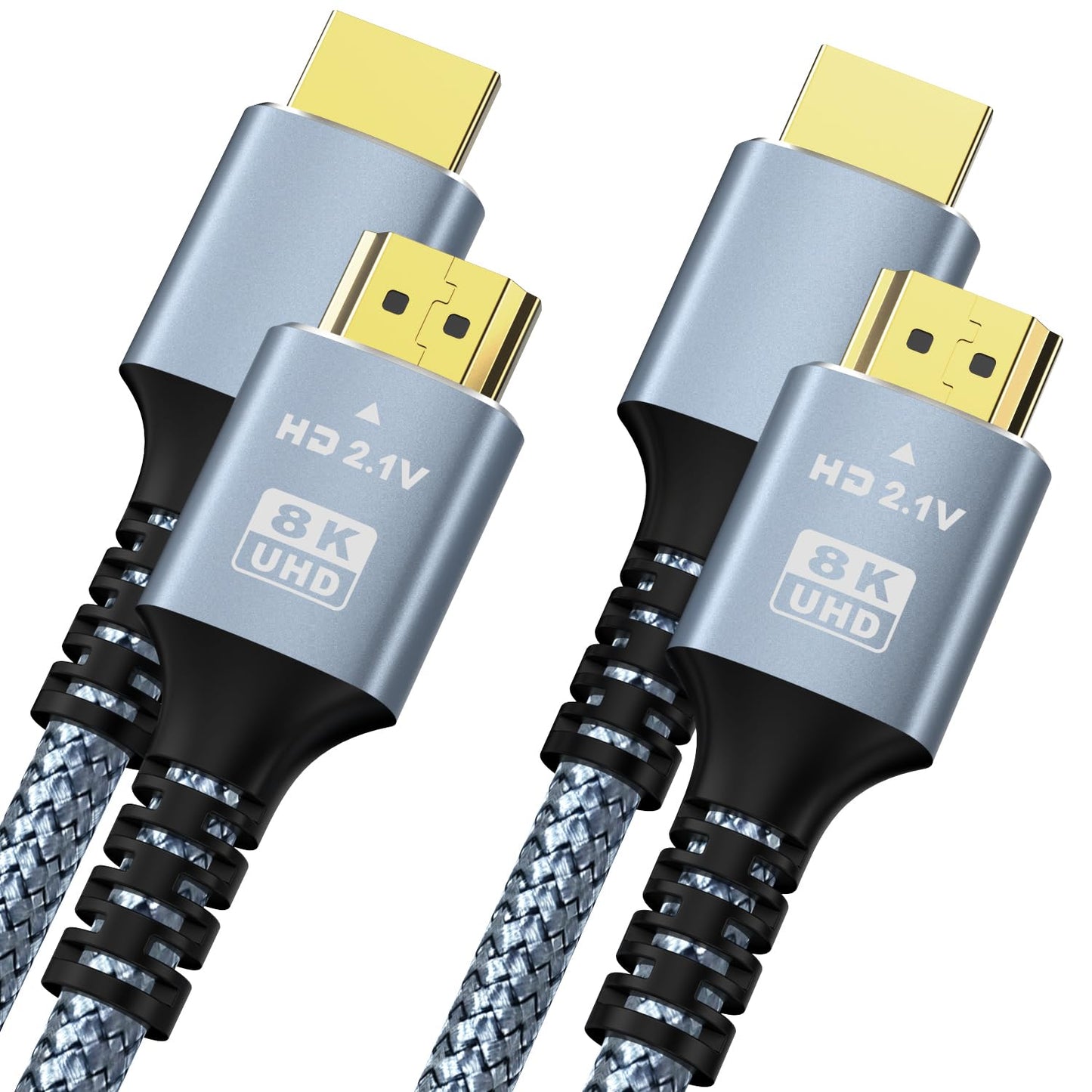 LJ zjcxin 8K 10K 4K HDMI Cable 48Gbps 2-Pack 16.4FT/5M, Certified Ultra High Speed HDMI Cable Braided Cord-4K@120Hz 8K@60Hz, DTS:X, HDCP 2.2 & 2.3
