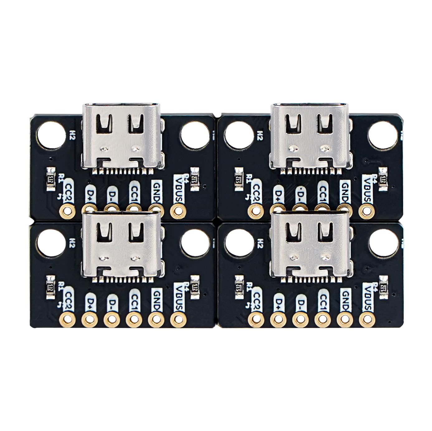 Treedix 4pcs USB Type-C Breakout Board Serial Basic Breakout Female Connector Immersion Gold PCB Converter Board