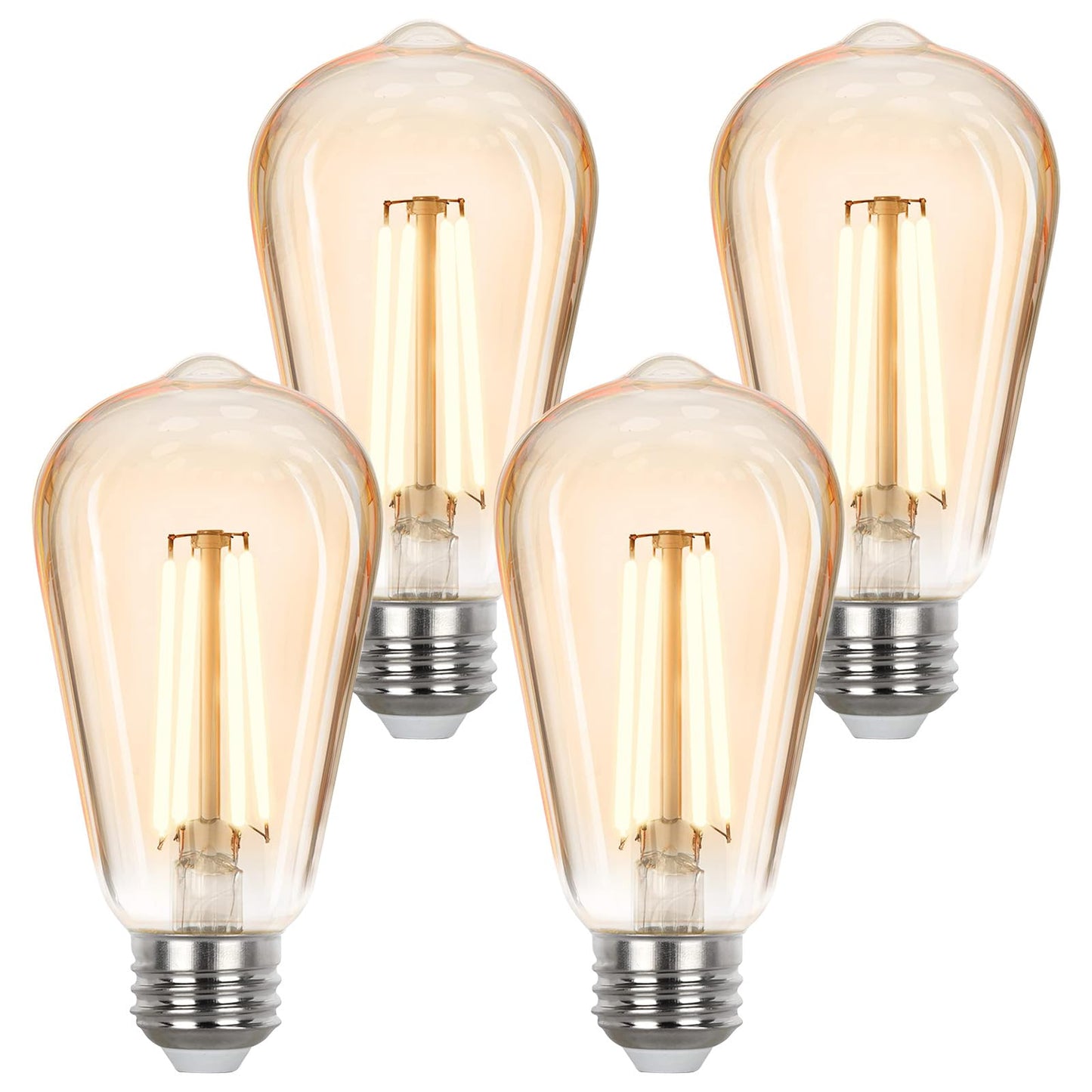 Sigalux Dimmable LED Edison Bulbs 40 watt Equivalent, E26 Light Bulb 2700K Warm White, Amber Glass ST58 Vintage LED Bulbs, 90+ CRI, 4.5W 400LM, E26