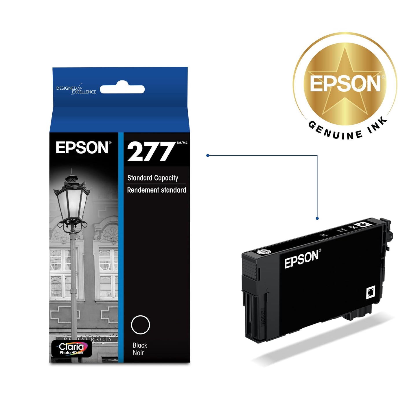 Epson 277 Claria Photo HD Ink Standard Capacity Photo Black Cartridge (T277120-S) Works with Expression XP-850, 860, 950, 960, 970